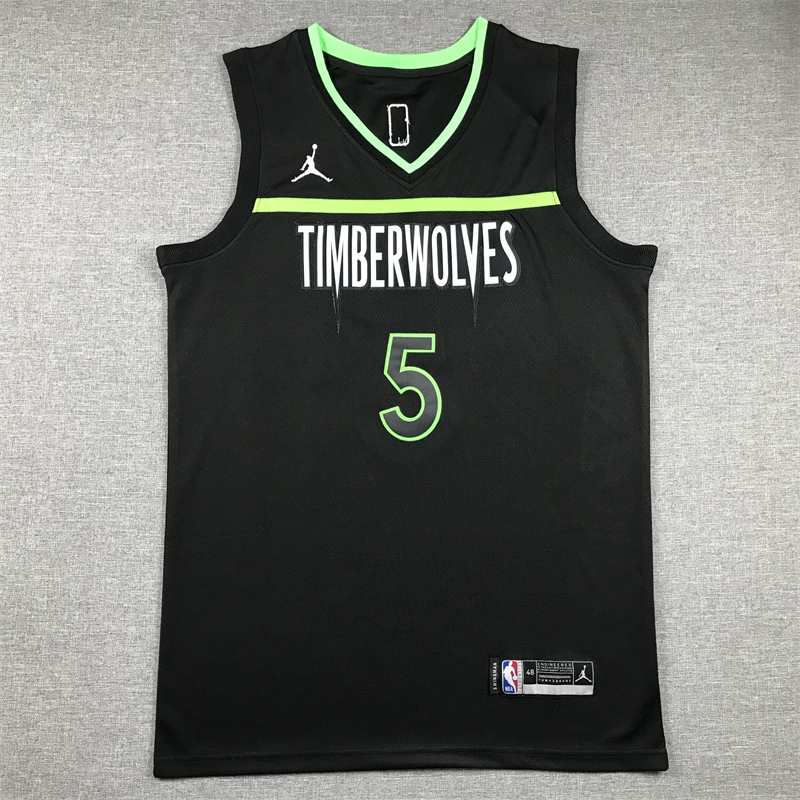 Men Minnesota Timberwolves #5 Edwards Black 2024 NBA Jersey style 1